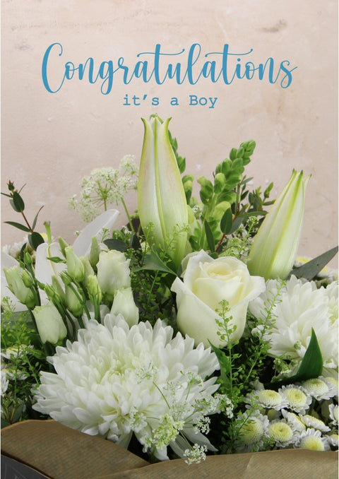 Baby Boy Card - Boutique Florist - UK Flower Delivery