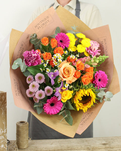 Florists Choice Box Bouquet - Brights - Boutique Florist - UK Flower Delivery