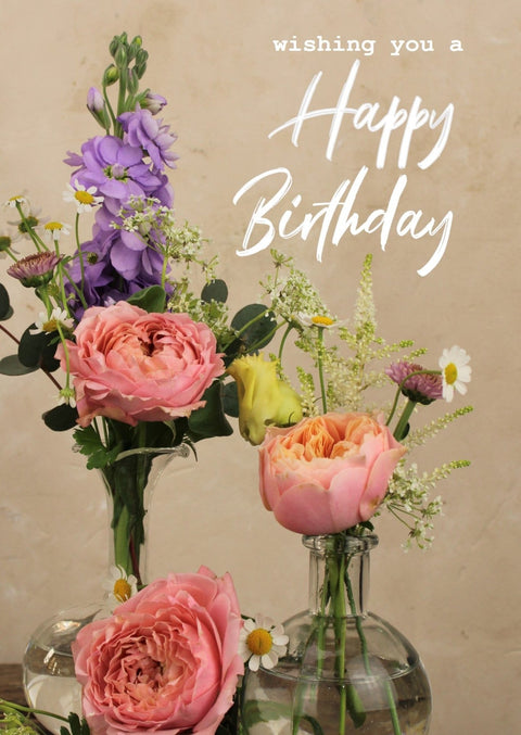 Happy Birthday Trio Card - Boutique Florist - UK Flower Delivery
