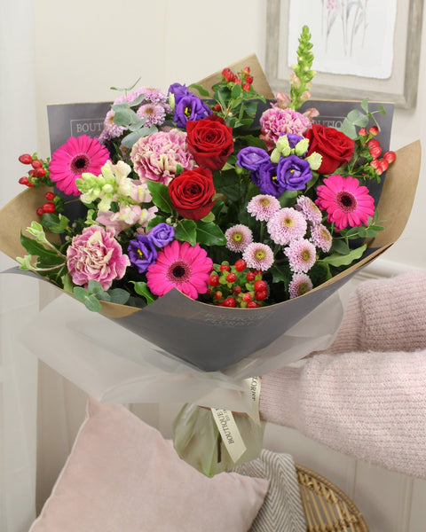 The 'Crimson' Box Bouquet - Boutique Florist - UK Flower Delivery