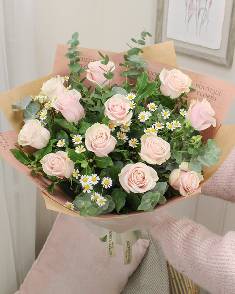 The 'Luxury' Pink Rose Box Bouquet - Boutique Florist - UK Flower Delivery