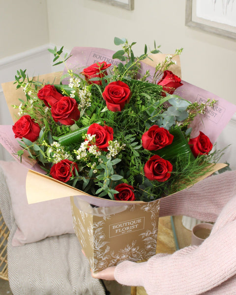 The 'Luxury' Red Rose Box Bouquet - Boutique Florist - UK Flower Delivery