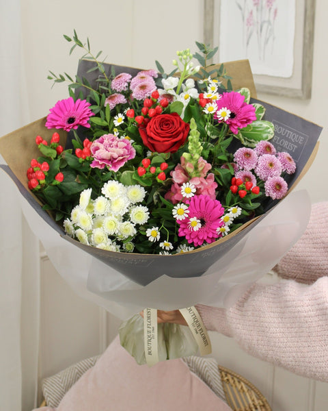 The 'Raspberry Sundae' Box Bouquet - Boutique Florist - UK Flower Delivery