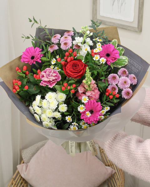 The 'Raspberry Sundae' Box Bouquet - Boutique Florist - UK Flower Delivery
