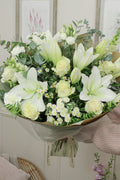 The 'Sumptuous White Rose & Lily' Box Bouquet - Boutique Florist - UK Flower Delivery